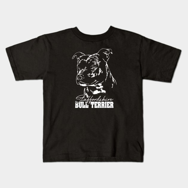 Staffordshire Bull Terrier lover dog portrait Kids T-Shirt by wilsigns
